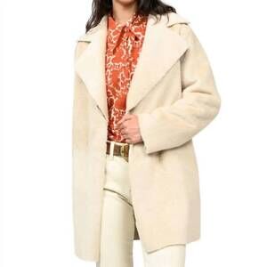 NEW IVY JANE faux fur and suede coat in cream